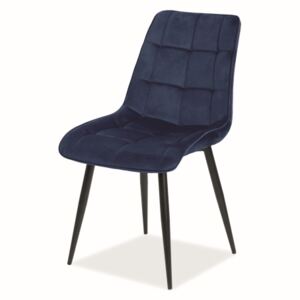 Židle Chic samet černá kostra/tmavě modrá Bluvel 86, , barva: černá