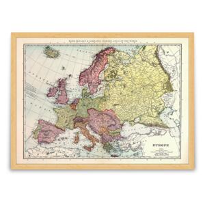 Obraz stará mapa Evropy – McNally – více materiálů i velikostí