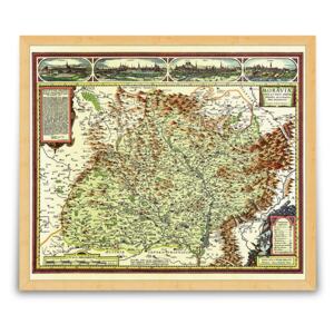 Obraz stará mapa Moravy – Komenský – více materiálů i velikostí