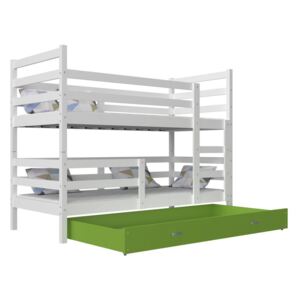 Dětská patrová postel JACEK B, color, 184x80, bílý/zelený