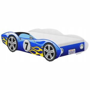 Výjimečná modrá postel ve tvaru závodního auta 160 x 80 cm