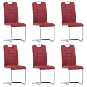 Jídelní židle 6 ks červené umělá kůže