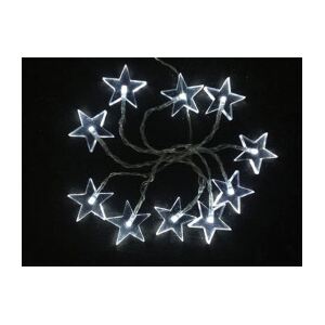 LED vánoční řetěz, hvězdy, 1,5m, 10xLED, 2xAA, bílé světlo - Ledko