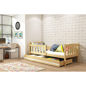 Dětská postel FLORENT + matrace + rošt ZDARMA, 80x160, borovice, bílá