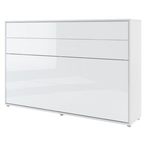 Sklápací postel BC-05 120x200 Bed-Concept, Barva: bílá / bílý lesk, LED světlo s USB: bez LED světla s USB, Vnitřní osvětlení pod policemi: bez osvětlení políc