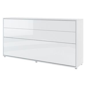 Sklápací postel BC-06 90x200 Bed Concept, Barva: bílá / bílý lesk, LED světlo s USB: bez LED světla s USB, Vnitřní osvětlení pod policemi: bez osvětlení políc