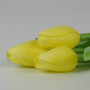 Tulipán, umělý, plastový, žlutý, kytice