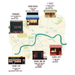 Huntley, Claire - Obraz, Reprodukce - Map of Unique London Eateries and Bars
