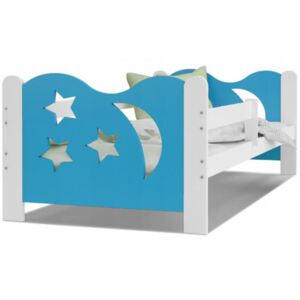 Dětská postel MIKOLAJ Color bez šuplíku 160x80 cm BÍLÁ-MODRÁ