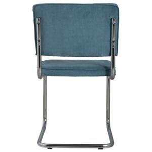 Modrá čalouněná židle DOMEZ s lesklým rámem