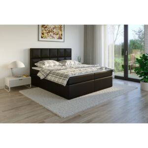 CONTEZZA Čalouněná postel TENANG Boxsprings, tmavě hnědá ekokůže Rozměr: 140 x 200 cm