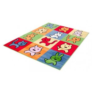 Dětský kusový koberec KINDER D572B Zvířátka vícebarevný Rozměr: 80x150 cm