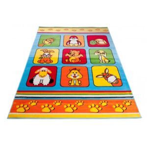 Dětský kusový koberec KINDER H059B Zvířátka vícebarevný Rozměr: 200x290 cm
