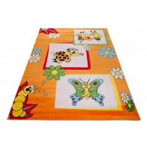 Dětský kusový koberec KINDER A661C Motýl Beruška Včelka oranžový Rozměr: 120x170 cm