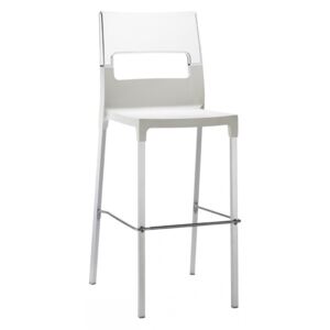 SCAB - Barová židle DIVA vysoká - transparentní-bílá/hliník