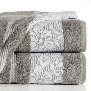 Bavlněný froté ručník s bordurou VIKI 50x90 cm, šedá, 500 gr Mybesthome Varianta: ručník - 1 kus 50x90 cm