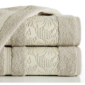 Bavlněný froté ručník s bordurou VIKI 50x90 cm, béžová, 500 gr Mybesthome Varianta: ručník - 1 kus 50x90 cm