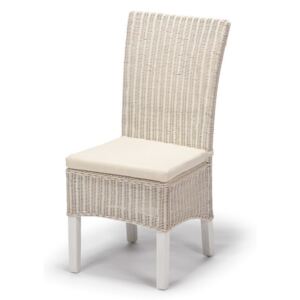 Ratanová jídelní židle smetanová, bílé nohy DT064