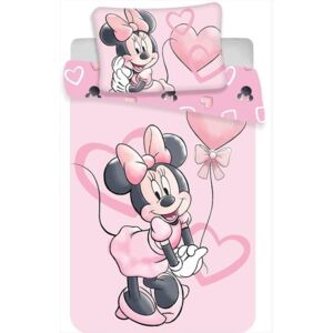 Jerry fabrics Disney povlečení do postýlky Minnie pink heart baby 100x135 + 40x60 cm