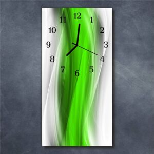 E-shop24, 60x30 cm, Hnn46359414 Nástěnné hodiny obrazové na skle - Abstrakt zelený I