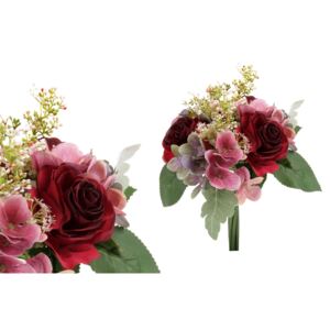 Autronic Puget umělých květin, mix horzenzie a růže. KUY006-RED