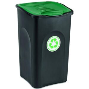Odpadkový koš na tříděný odpad ECOGREEN 50L zelené víko