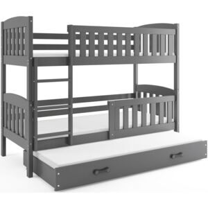 Patrová postel s přistýlkou KUBUS 3 90x200 cm, grafitová/grafitová Pěnová matrace