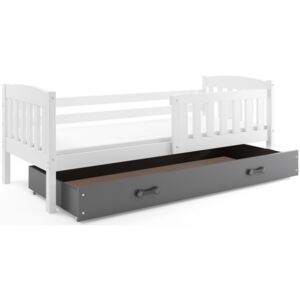 Dětská postel KUBUS 1 80x190 cm, bílá/grafitová Pěnová matrace