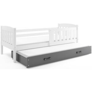 Dětská postel s přistýlkou KUBUS 2 80x190 cm, bílá/grafitová Pěnová matrace