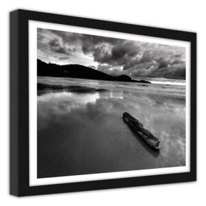 CARO Obraz v rámu - Wooden Bala By The Sea 40x30 cm Černá