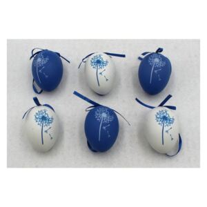 Autronic Vajíčka plastová 6cm, 6 kusů v sáčku, barva modrá a bílá, cena za sáček VEL5049-BLUE