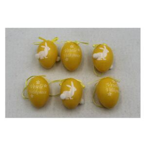 Autronic Vajíčka plastová s nápisem VESELÉ VELIKONOCE 6cm, 6 kusů v sáčku, barva žlutá , cena za sáček VEL5047-YEL