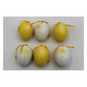 Autronic Vajíčka plastová 6cm, 6 kusů v sáčku, barva žlutá a bílá, cena za sáček VEL5049-YEL