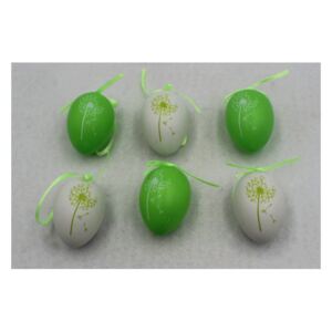 Autronic Vajíčka plastová 6cm, 6 kusů v sáčku, barva zelená a bílá, cena za sáček VEL5049-GRN