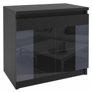 Noční stolek beauty - šedočerné sklo černý korpus