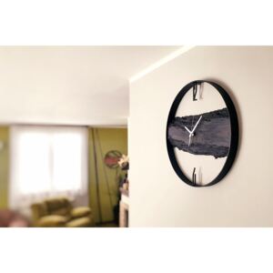Dřevěný zegar scienny KAYU 20 Černý Dub w stylu Loft - Černý - 50 cm