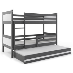 Patrová postel BALI 3 + matrace + rošt ZDARMA, 190 x 80, grafit, bílý