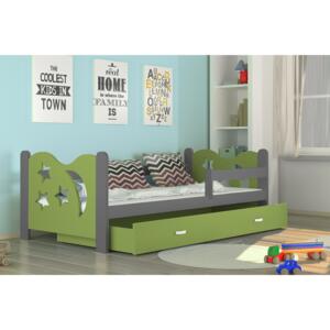 Dětská postel MIKOLAJ color + matrace + rošt ZDARMA, 160x80, šedá/zelená