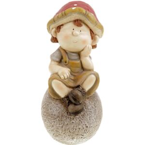 Houbový chlapec na kameni zahradní MgO keramika KER331