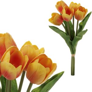 Mini tulipán, barva oranžovo-žlutá. Materiál pěna.Cena za 1 kus, ve svazku je 5 KUM3412-OR-YEL