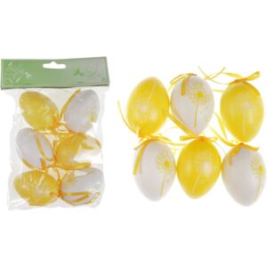 Vajíčka plastová 6cm, 6 kusů v sáčku, barva žlutá a bílá, cena za sáček VEL5049-YEL