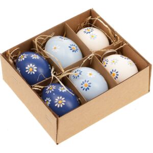 Kraslice z pravých vajíček, modro - bílá varianta. Cena za 6ks v krabičce. VEL6003