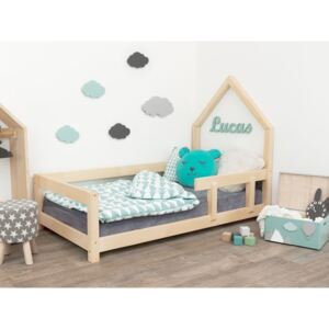 Benlemi Dětská postel domeček POPPI s bočnicí Barva: Přírodní dekor bez laku, Rozměr: 70 x 160 cm, Strana: Vpravo