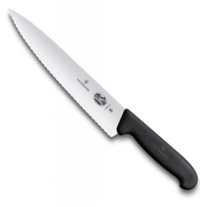 Kuchařský nůž s vlnitým ostřím FIBROX 22 cm černý - Victorinox