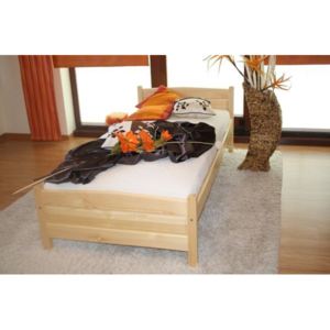 Vyvýšená postel Joana + pěnová matrace COMFORT 14 cm + rošt, 90 x 200 cm, přírodní-lak