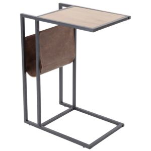 Moebel Living Dubový odkládací stolek Olim 48 x 33 cm s kovovou podnoží