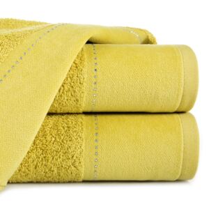 Bavlněný froté ručník se zirkony KARINA 50x90 cm, mustard/hořčicová, 500 gr Eva Minge Varianta: ručník - 1 kus 50x90 cm