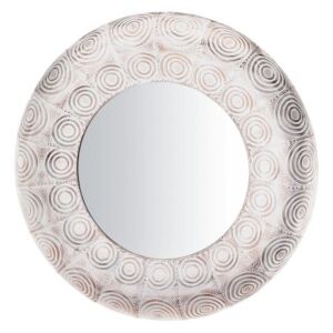 Nástěnné zrcadlo bílé / měďené ø75 cm KOLLAM