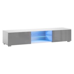 Hector TV stolek Belli RTV 140 cm bílý/šedý lesk