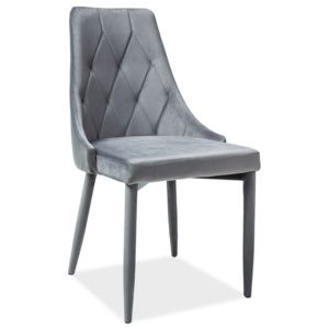 Jídelní židle čalouněná sametovou látkou v šedé barvě KN398